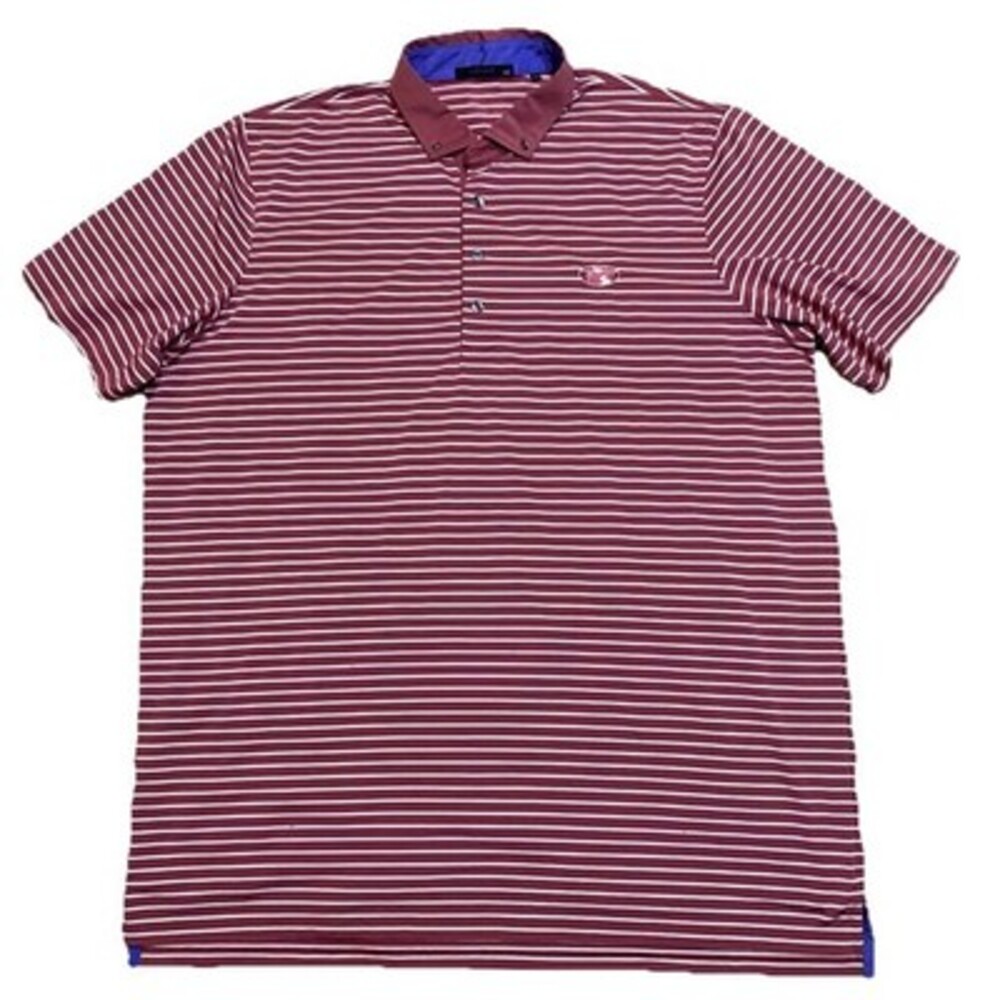 Greyson Performance Golf Polo Mens 2XL Red Striped Moisture Wicking Luxury